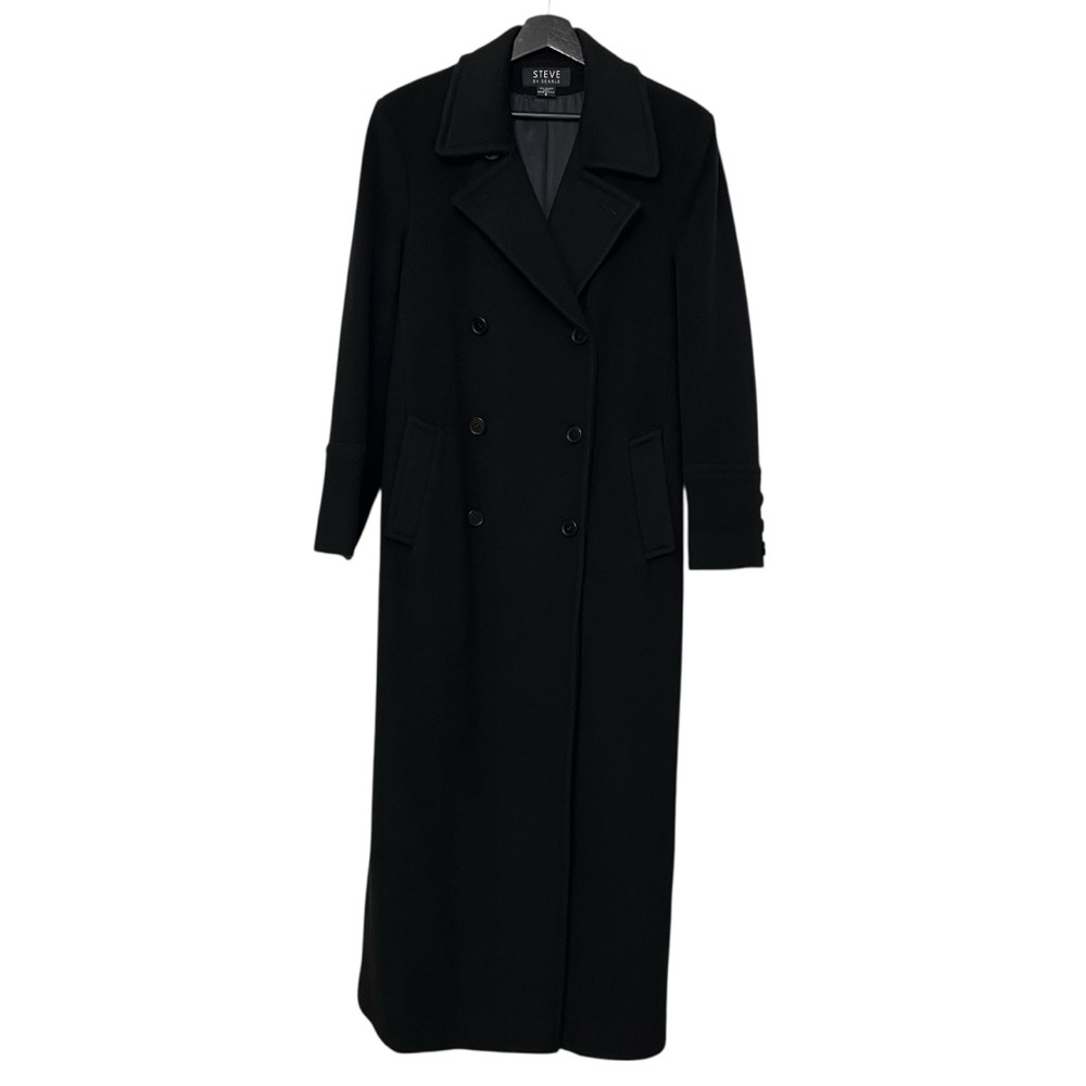 VTG Steve by Searle Women’s Cashmere Double Breasted Full Length Coat Black 6